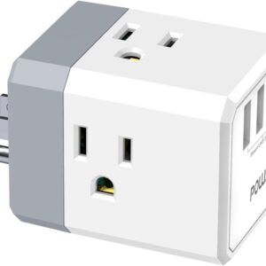 3-Outlet USB Wall Charger and Extender with 3-Way Splitter, ETL Listed – for Home, Office, Cruise Ship