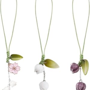 3 Pcs Tulip Flower Mobile Phone Pendant, Decorative Charms for Cellular Telephones, Suitable for Keychain, Backpack, Wallet Decoration