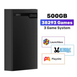 500GB Game Console HDD with 3 Game Systems, Retro Game Console with built in 38293 Games, Emulator Console with 50+ Game Emulators, Plug and Play Video Game Console for Windows PC