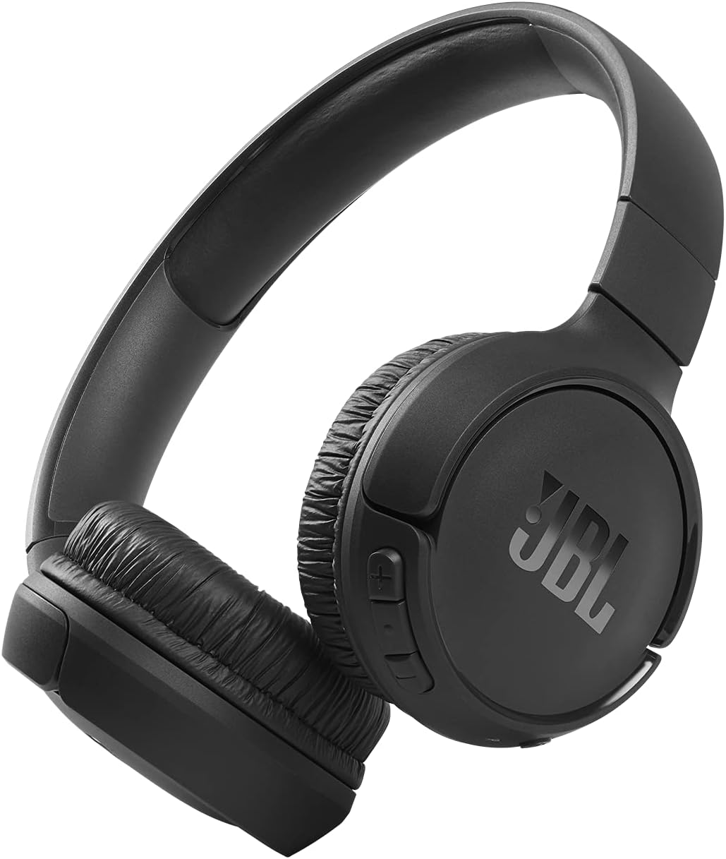 JBL Tune 510BT – Bluetooth headphones with up to 40 hours battery, microphone for call, foldable and comfortable, Android and iOs compatible (Black)