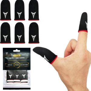 6 Pack Mobile Phone Gaming Finger Sleeves, Nuozme Finger Sleeves Compatible with All Touchscreen Devices, 0.15mm Superconducting Nanofibers, Smooth Feel, Anti-Sweat, Extremely Thin, Red Edge