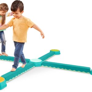 B. toys – Balance Beam for Kids – Interlocking Balancing Beams – 5 Sensory Pads & 8 Beams – Active Play for Toddlers, Kids – 3 Years + – Balance & Build Set