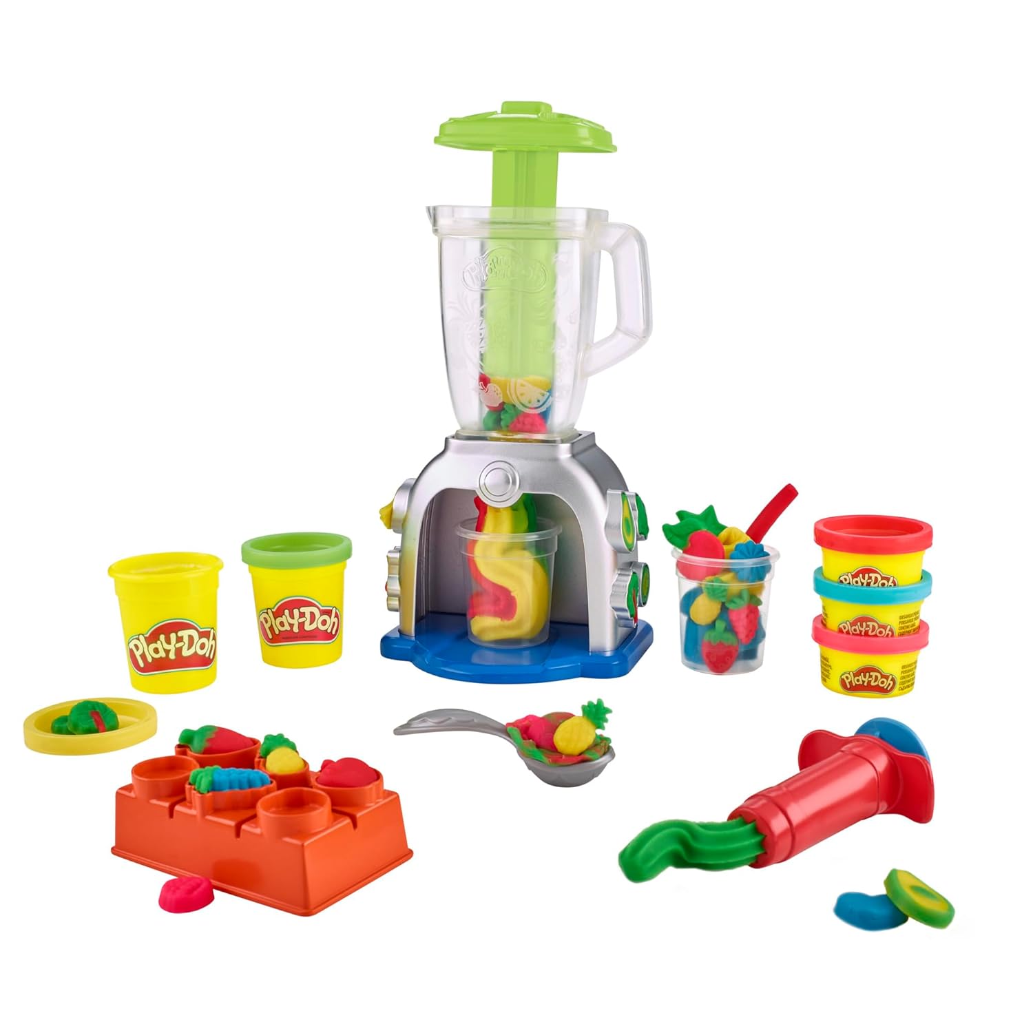 Play-Doh Swirlin’ Smoothies Toy Blender Playset, Play Kitchen Appliance Set, Kids Arts & Crafts, Preschool Play Food Toys, for Girls & Boys, Ages 3+