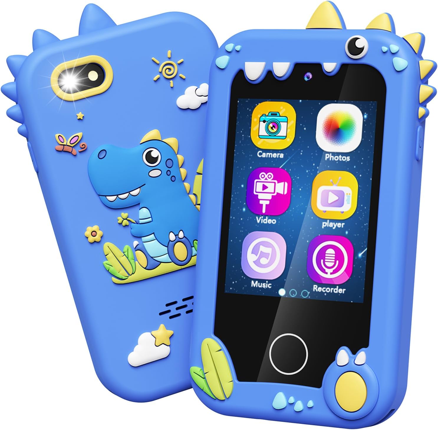 Kids Toy Smartphone, Gifts and Toys for Girls Boys Ages 3-8 Years Old, Fake Play Dinosaur Toy Phone Music Dual Camera Games, Birthday