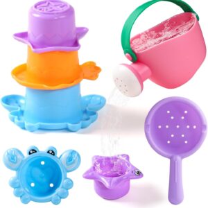 Baby Bath Toys for Kids Ages 1-3 5 PCS Mold Free Toddler Bath Toys for 2-4 Bathtub Water Toys Baby Gifts (Color Random)