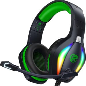 FC100 Gaming Headset with Microphone for PS4/PS5/PC/Nintendo Switch, Xbox One Headset with RGB Light, Computer Gamer Headset with Mic