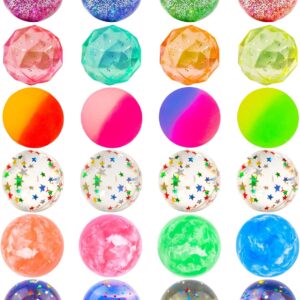 24 Pieces Bouncy Balls 32mm Bounce Balls 6 Styles High Bouncing Balls Toys for Kids Party Favors Birthdays Gift Classroom