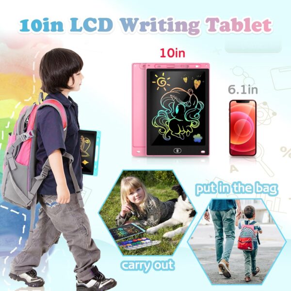 2 Pack 10 Inch LCD Writing Tablet for Kids - Preschool Drawing Tablet Toys & Toddler Travel Essential Toys, Christmas Stocking Stuffers for Kids, Easter Basket Stuffers for Kids - Image 2