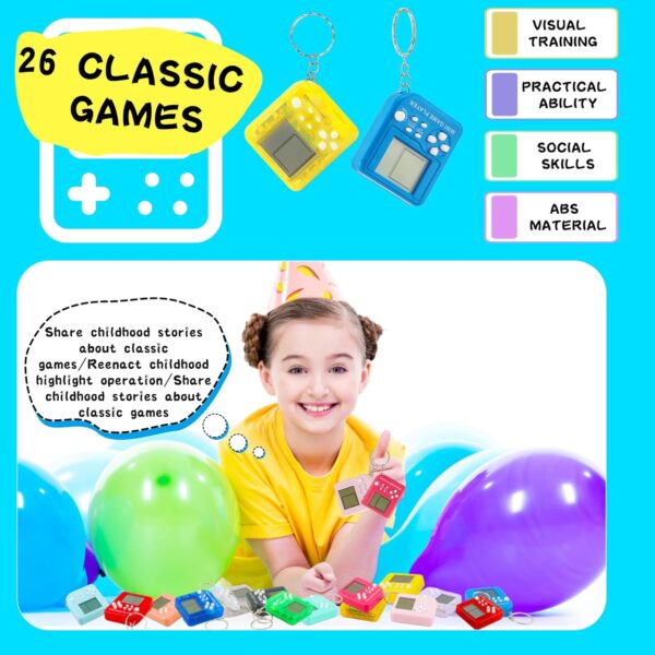 20 Pcs Video Game Keychain Video Game Party Favors Mini Multicolors Video Game Keychains Bulk for Kids School Birthday Party Favor Supplies - Image 3