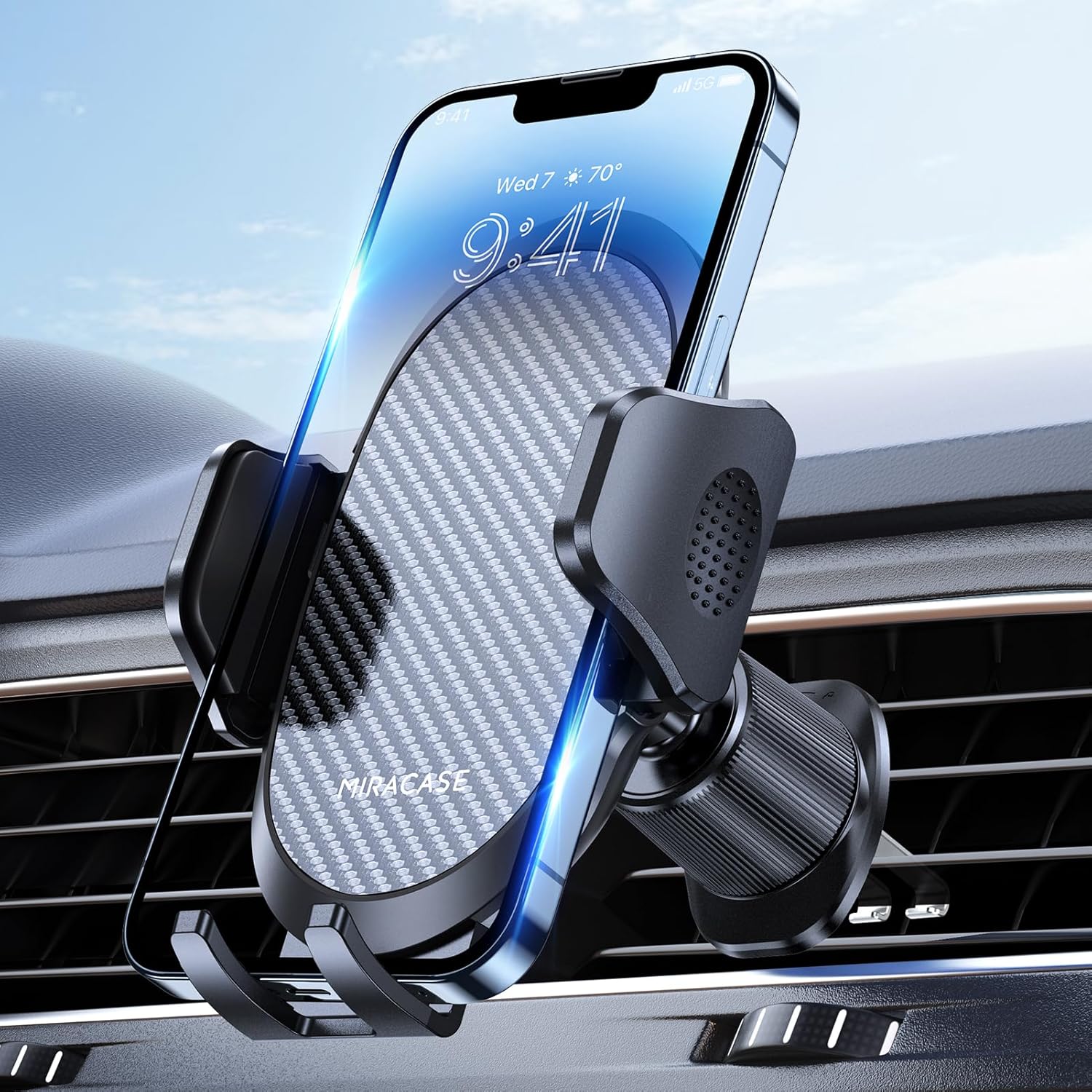 Miracase Phone Holders for Your Car with Metal Hook Clip, Air Vent Cell Phone Car Mount, Universal Automobile Cradle Fit for iPhone Android and All Smartphones, Dark Black